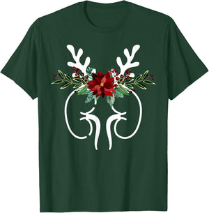 Anatomy Kidney Floral Reindeer Christmas Dialysis Nurse T-Shirt - T-Shirt | Forest