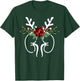 Anatomy Kidney Floral Reindeer Christmas Dialysis Nurse T-Shirt - T-Shirt | Forest