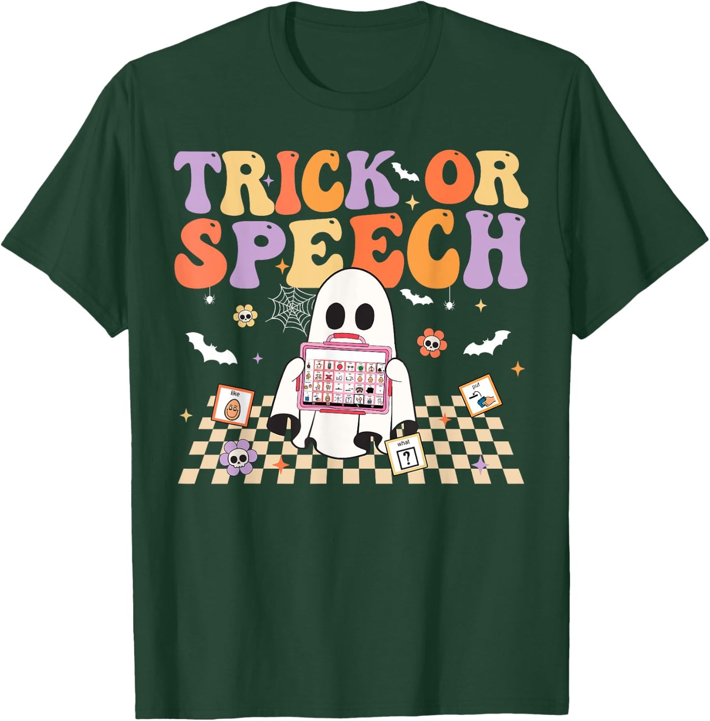 Trick or Speech Retro SLP Halloween Speech Therapy T-Shirt - T-Shirt | Forest