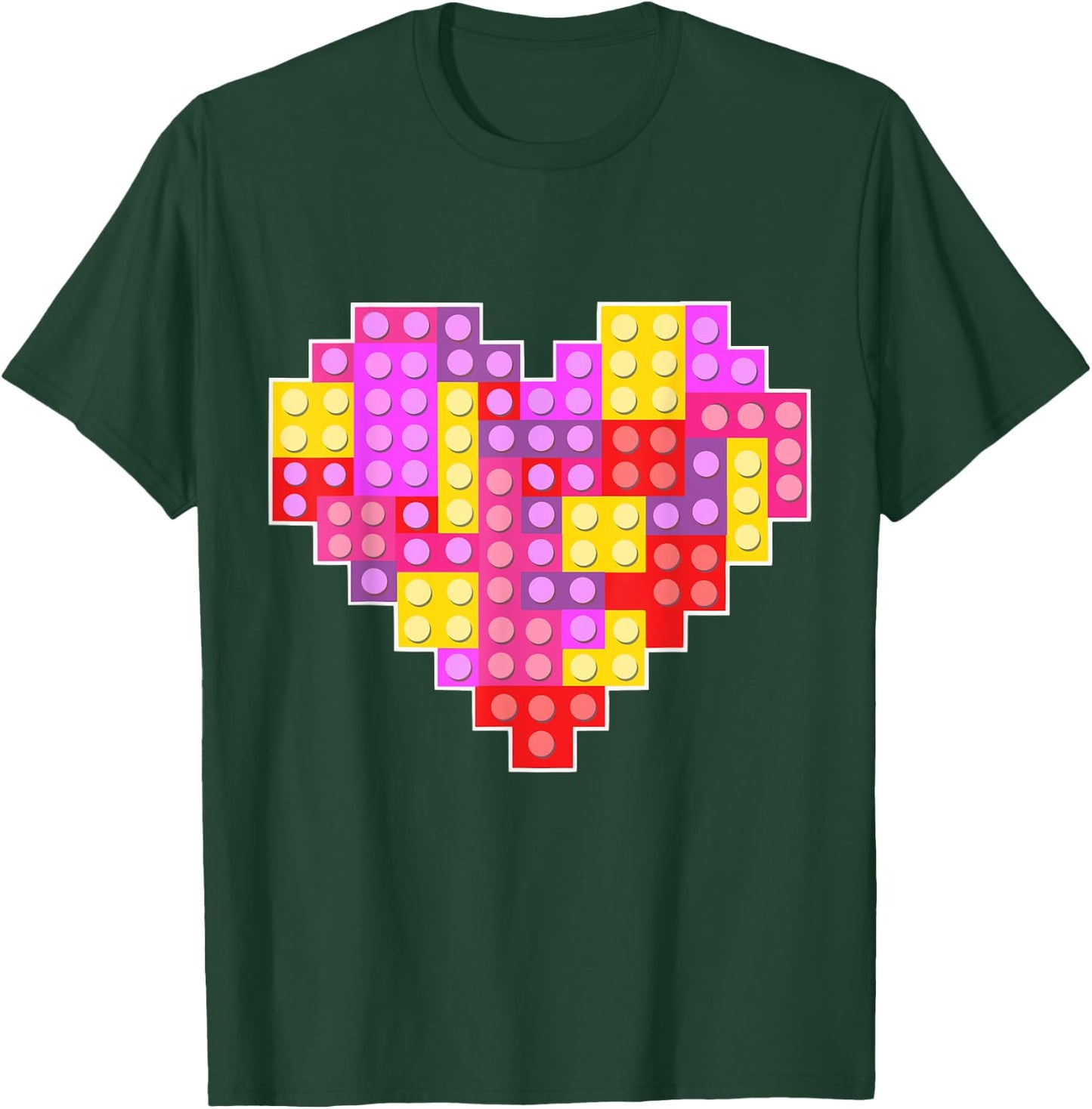 Cute Heart Building Blocks Lover Master Builder Girls Kids T-Shirt - T-Shirt | Forest
