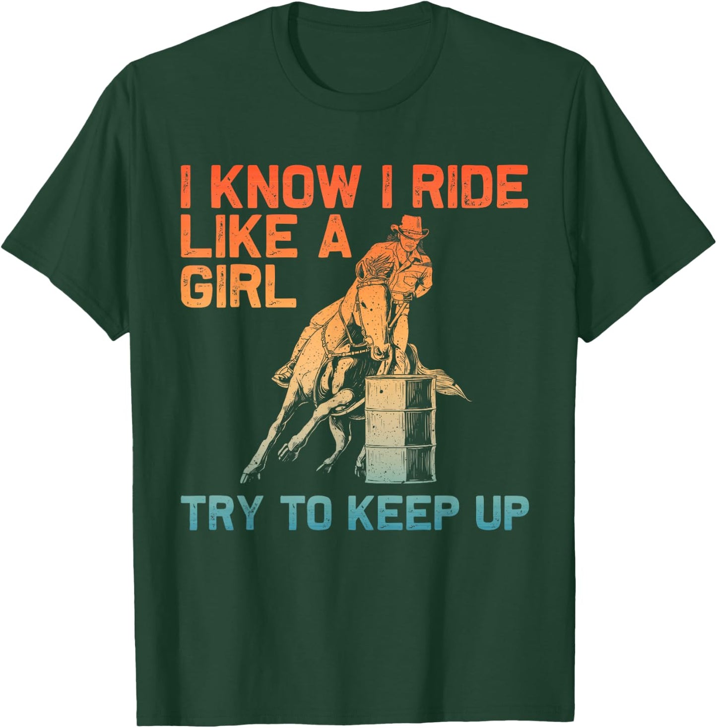 Barrel Racing Design Girls Cowgirl Barrel Racing T-Shirt - T-Shirt | Forest