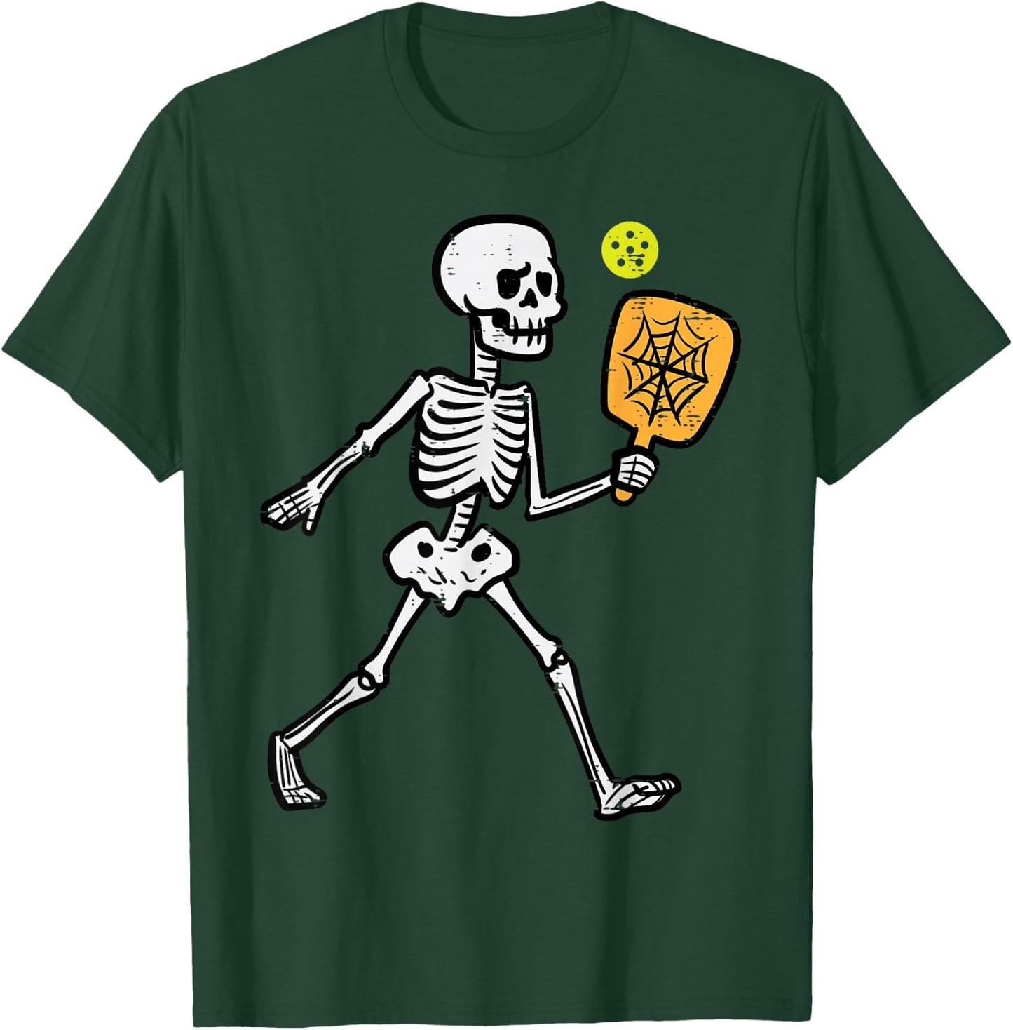Halloween Skeleton Pickle Ball Costume Sports Women Kids Men T-Shirt - T-Shirt | Forest