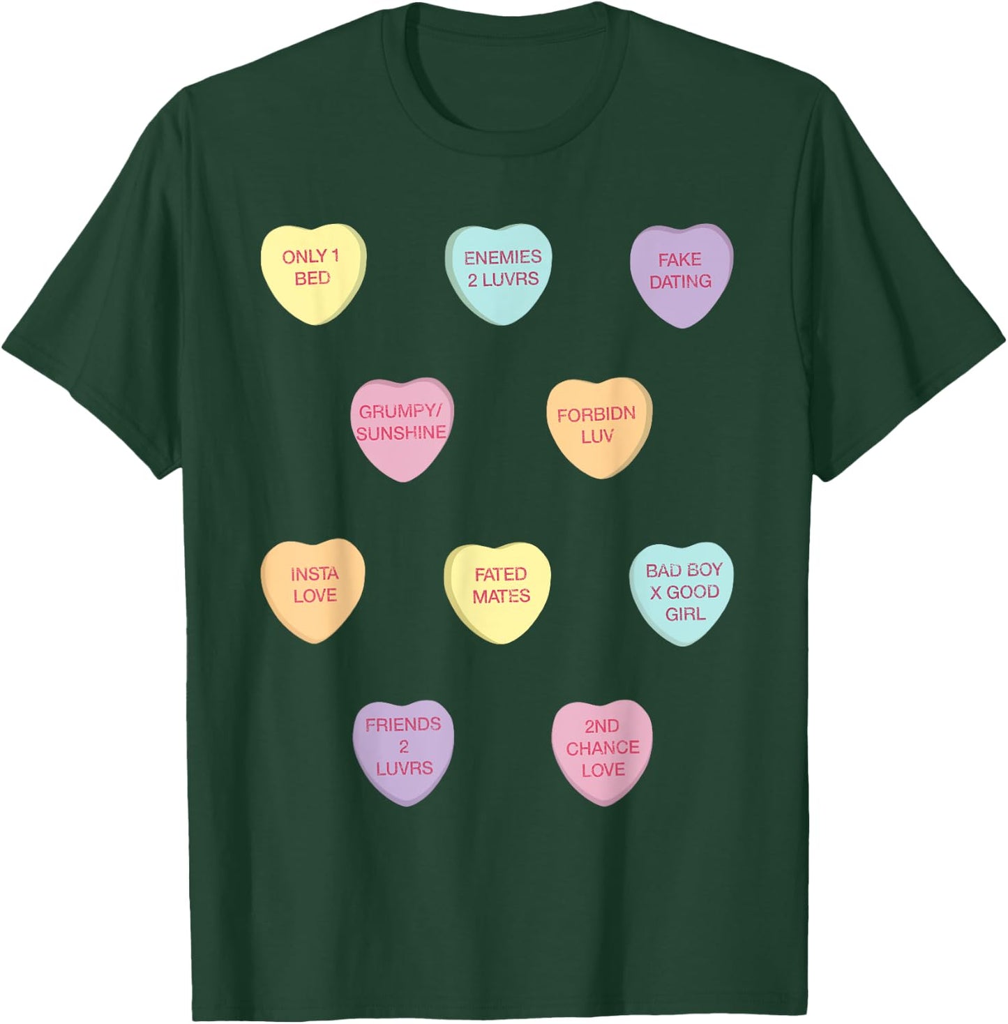Romance Tropes Candy Valentine Hearts T-Shirt - T-Shirt | Forest