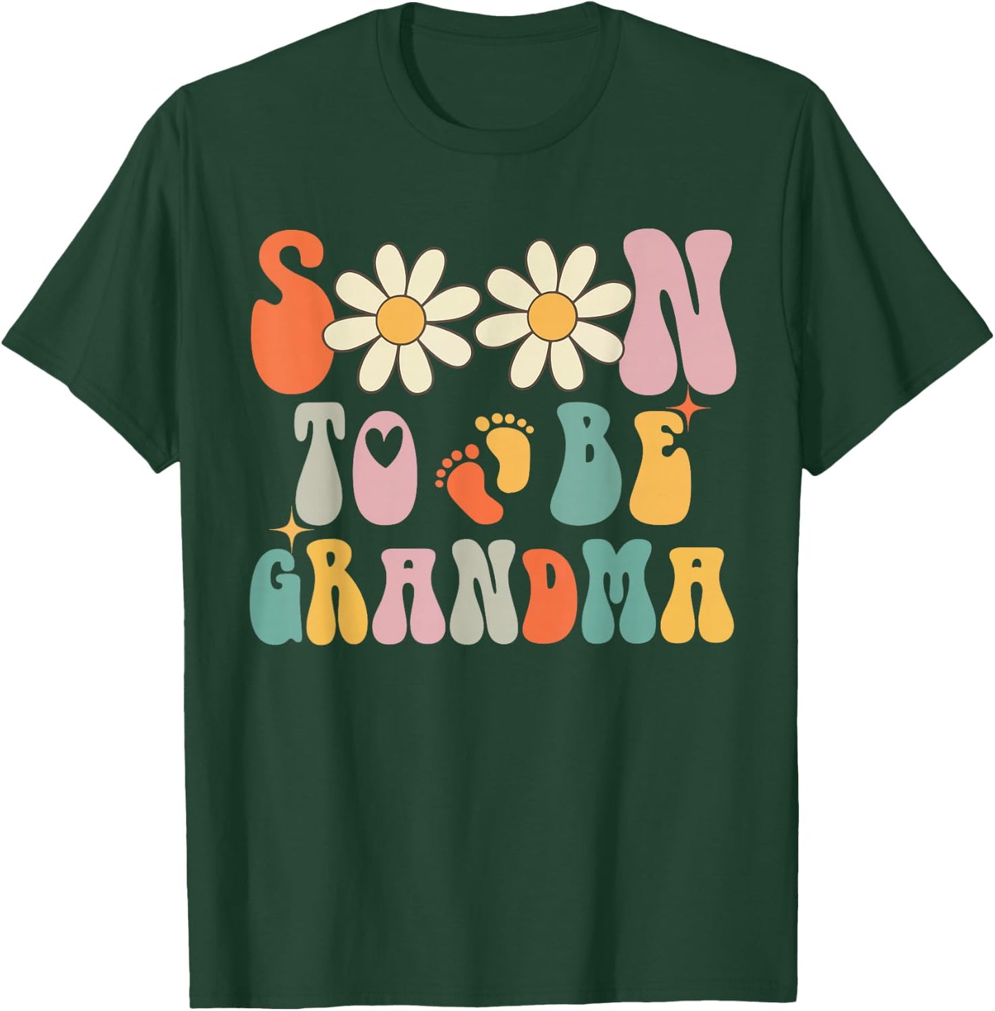 Soon To Be Grandma, Groovy Retro First Time Grandma Women T-Shirt - T-Shirt | Forest