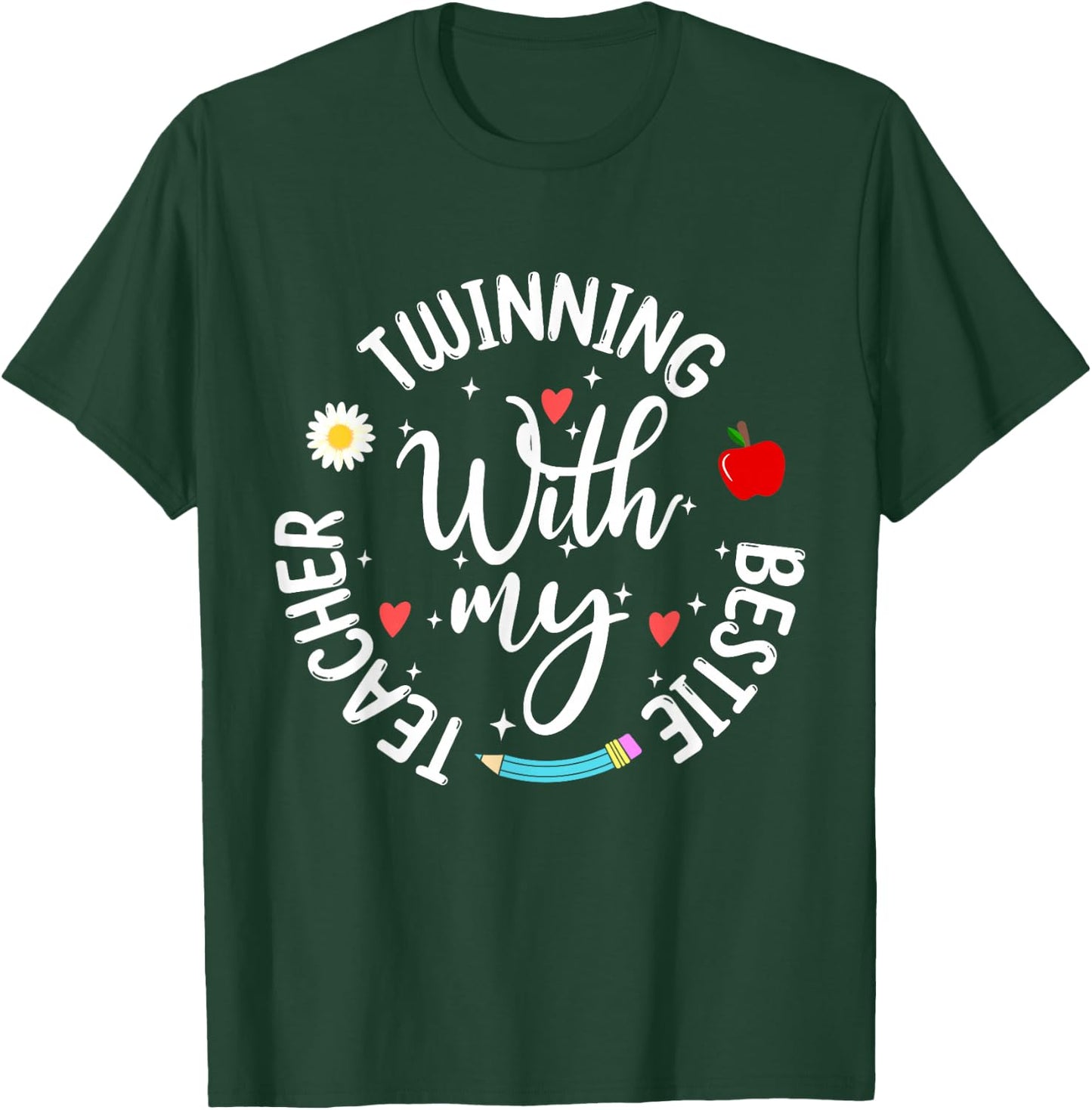 Twinning With My Bestie Teacher Boy Spirit Week Twin Day T-Shirt - T-Shirt | Forest