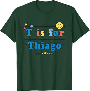 Kids Thiago Name Shirt Alphabet T is for Thiago T-Shirt - T-Shirt | Forest