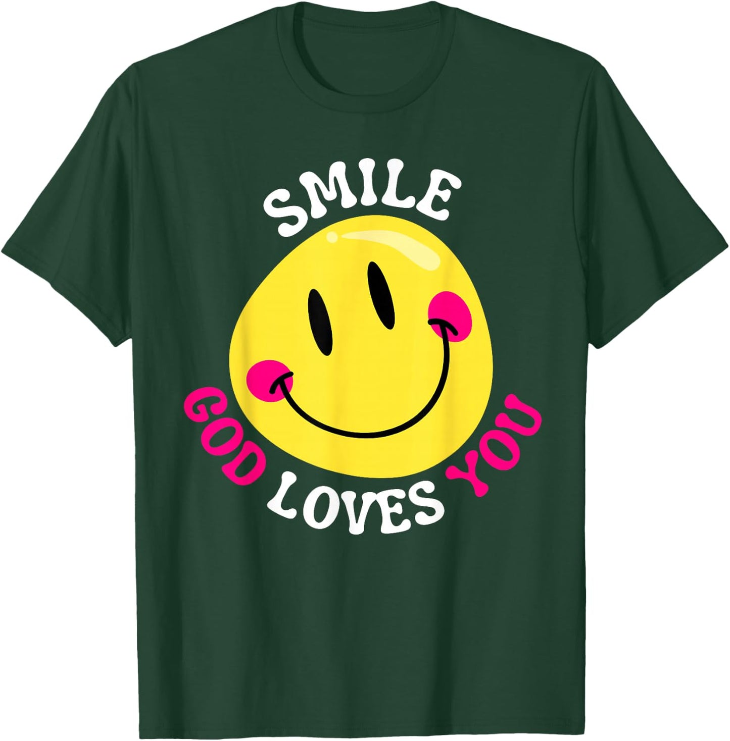 Smile God Loves You Happy Faith Love Jesus Christ VBS Cute T-Shirt - T-Shirt | Forest
