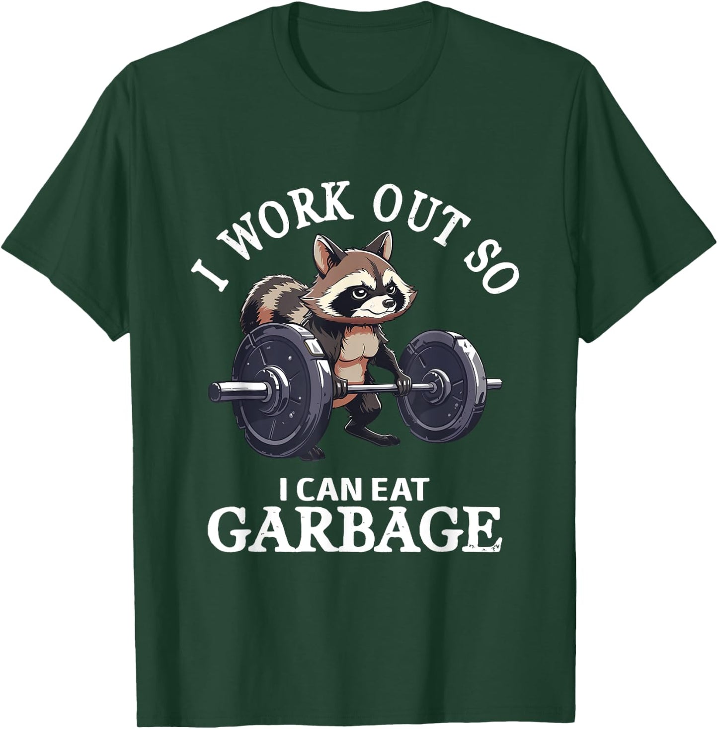 I Work Out Retro Cute Raccoon Gym Animal Lovers So I Can Eat T-Shirt - T-Shirt | Forest