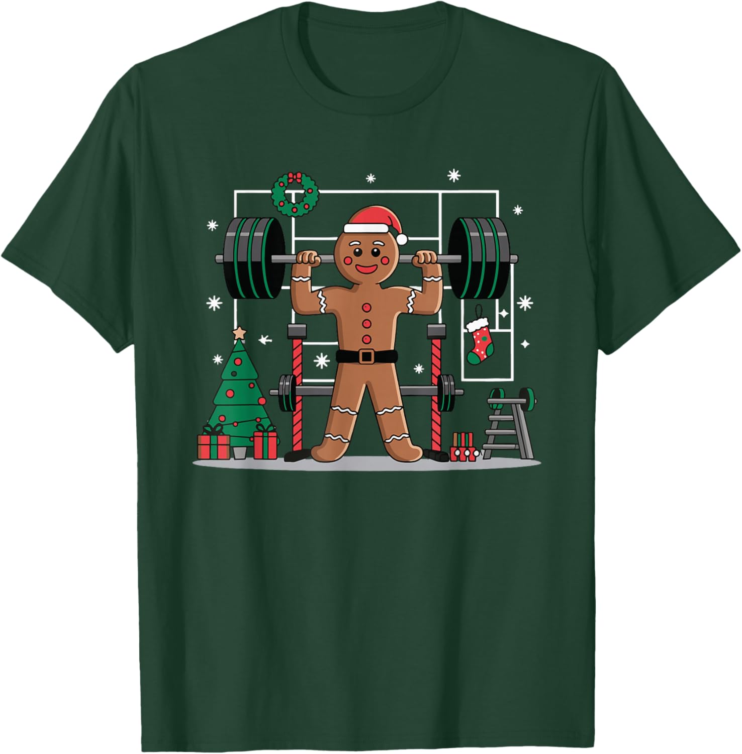 Gingerbread Weightlifting Workout Bodybuilding T-Shirt - T-Shirt | Forest