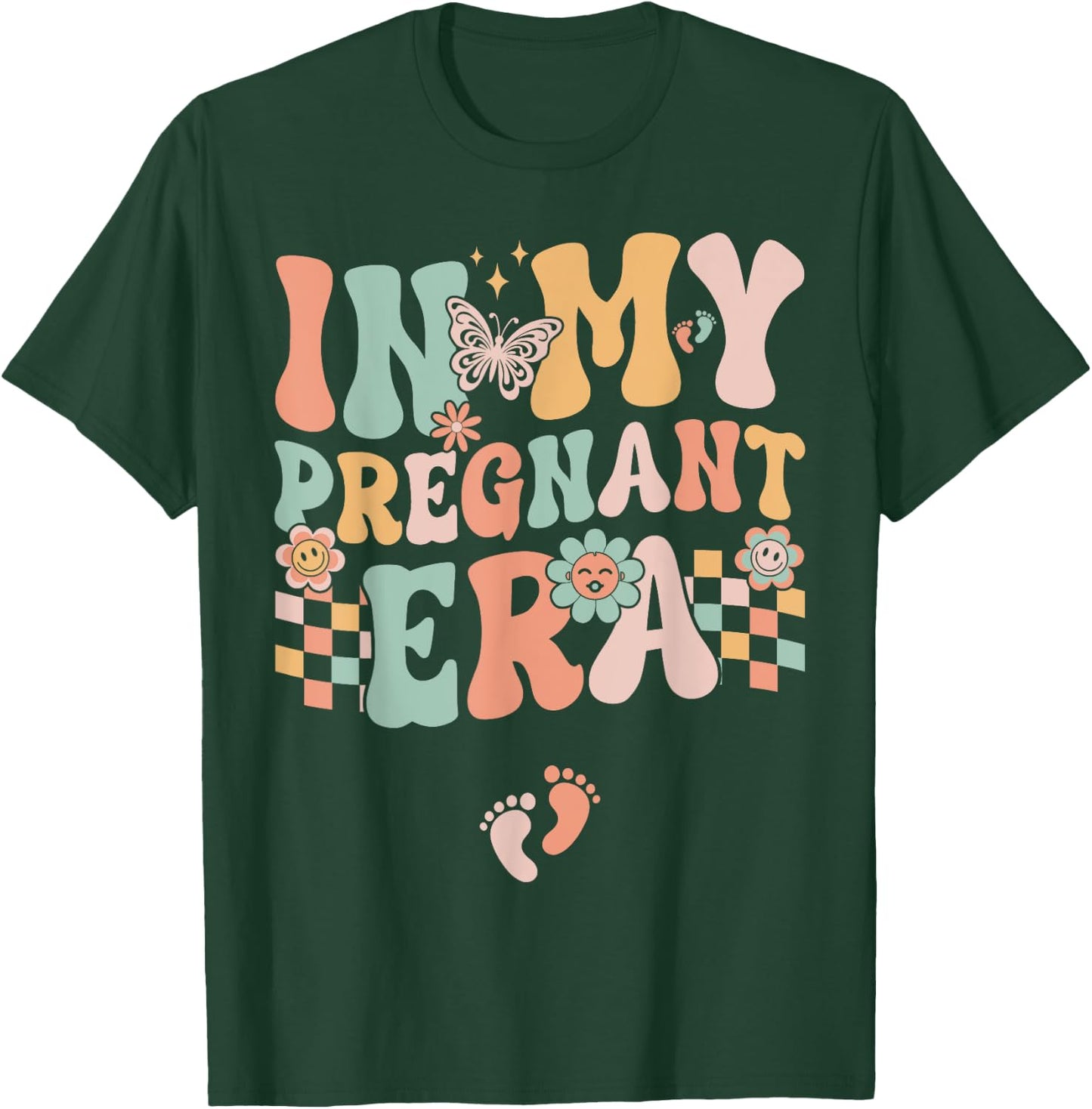 In My Pregnant Era Groovy Pregnancy Reveal T-Shirt - T-Shirt | Forest