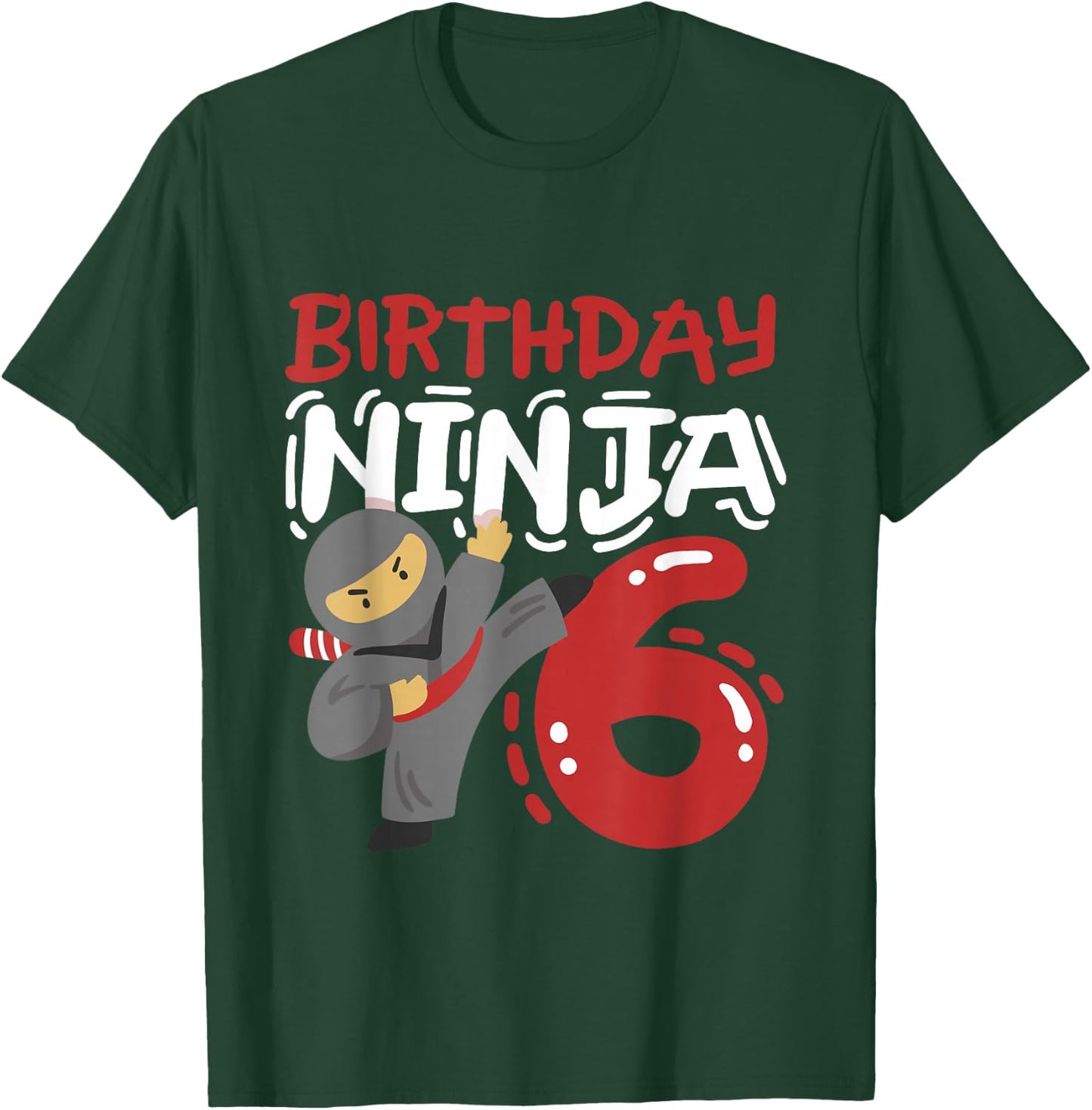 Birthday Ninja 6 Years Old Karate Kids 6th Birthday Boys T-Shirt - T-Shirt | Forest