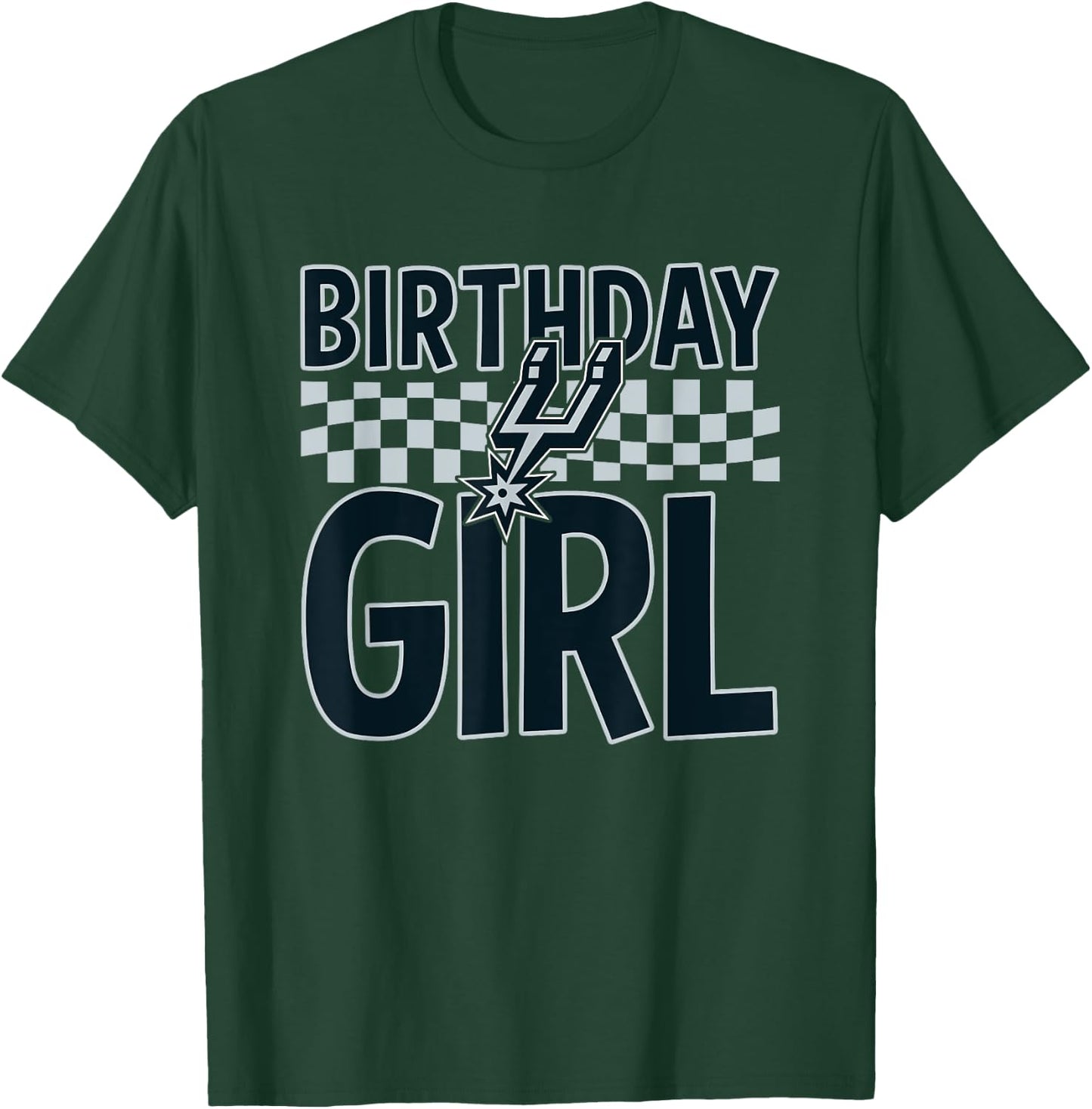 NBA San Antonio Spurs Birthday Girl Checkered Logo T-Shirt - T-Shirt | Forest