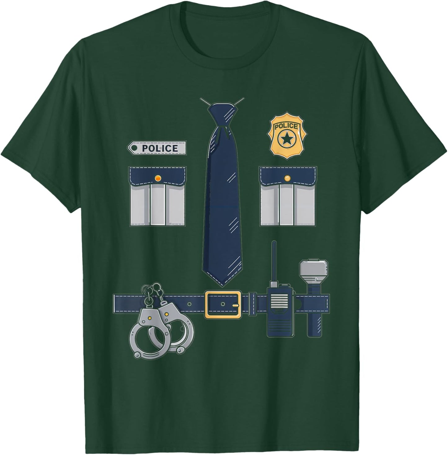 Police Costume Police Officer Halloween Police Uniform T-Shirt - T-Shirt | Forest