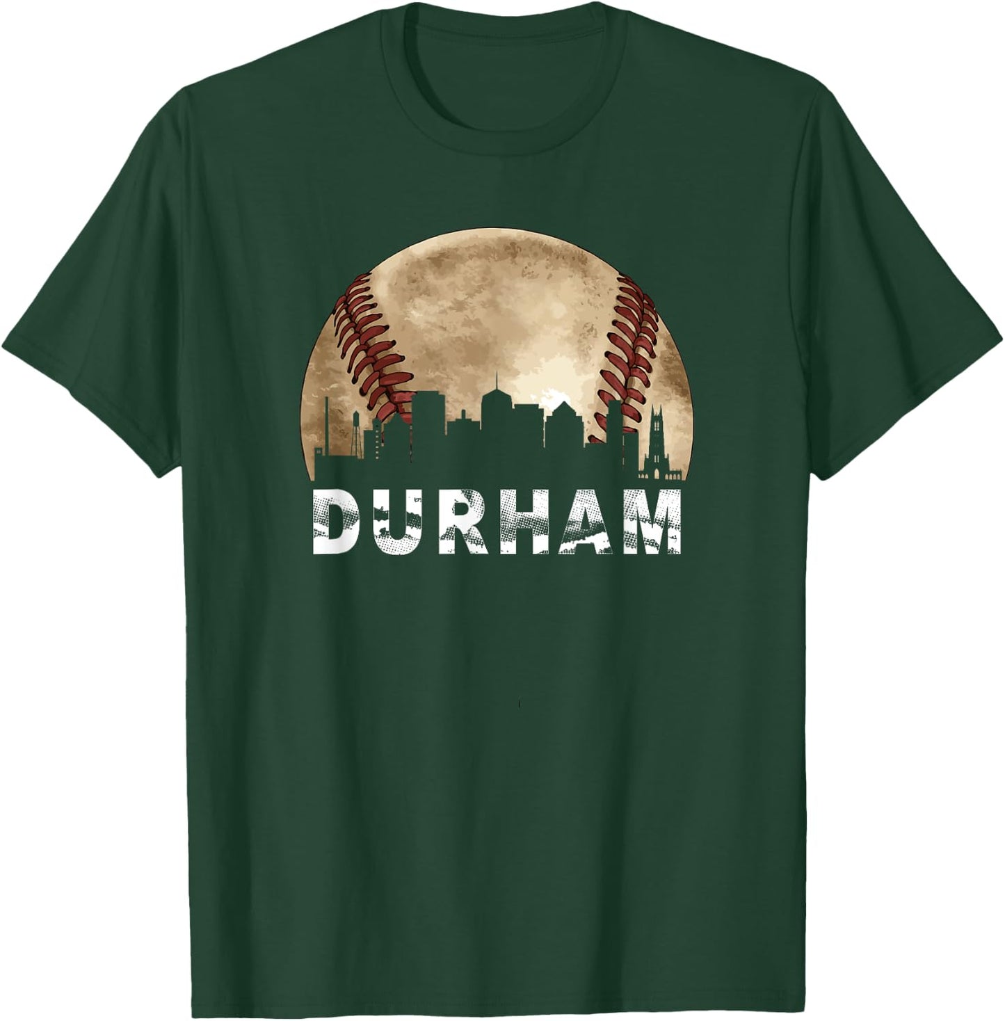 Durham Skyline City Vintage Baseball Lover T-Shirt - T-Shirt | Forest