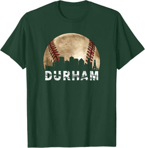 Durham Skyline City Vintage Baseball Lover T-Shirt - T-Shirt | Forest