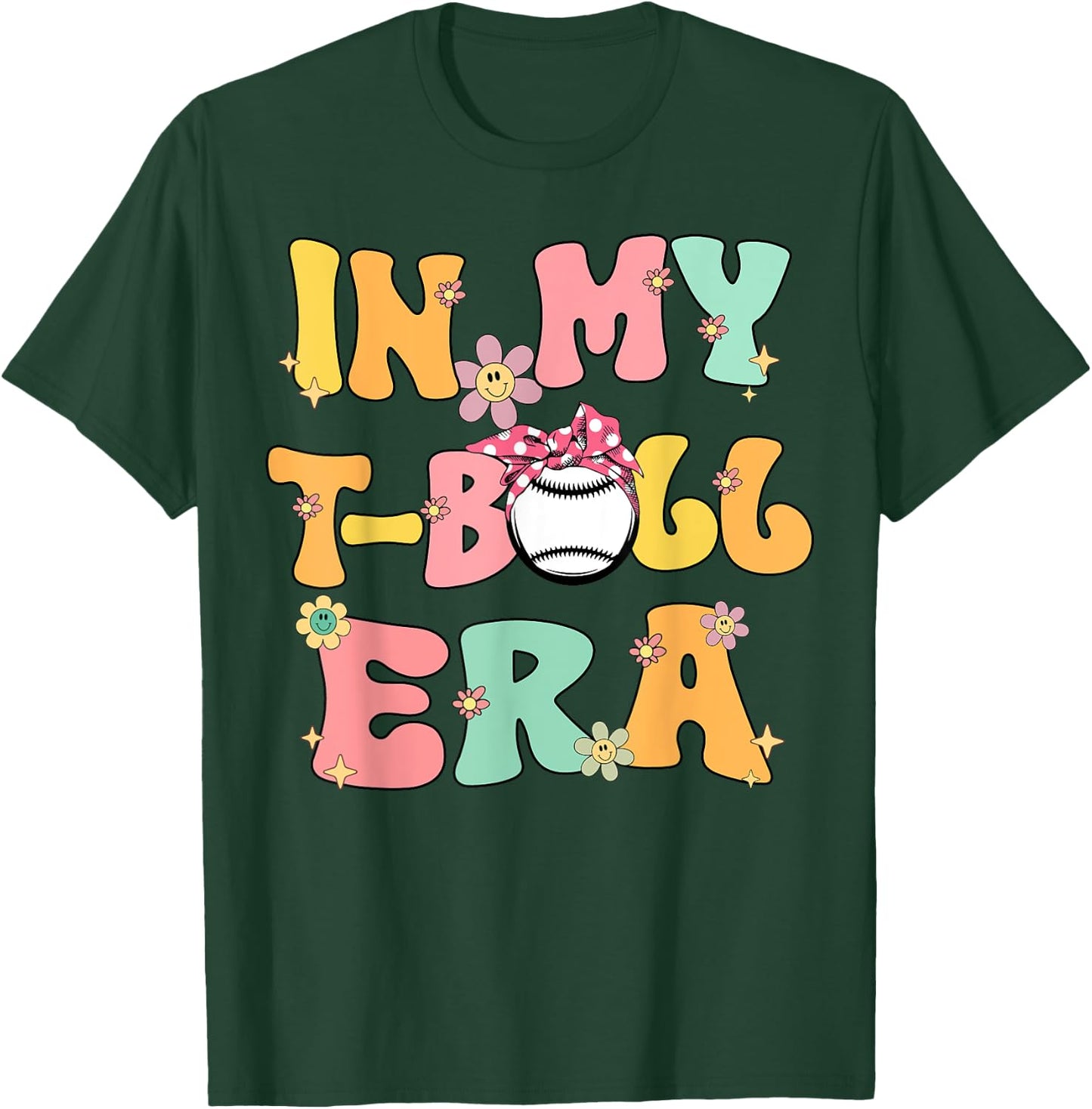 In My Tball Era Retro Groovy T ball ball Kids Girl Boy T-Shirt - T-Shirt | Forest