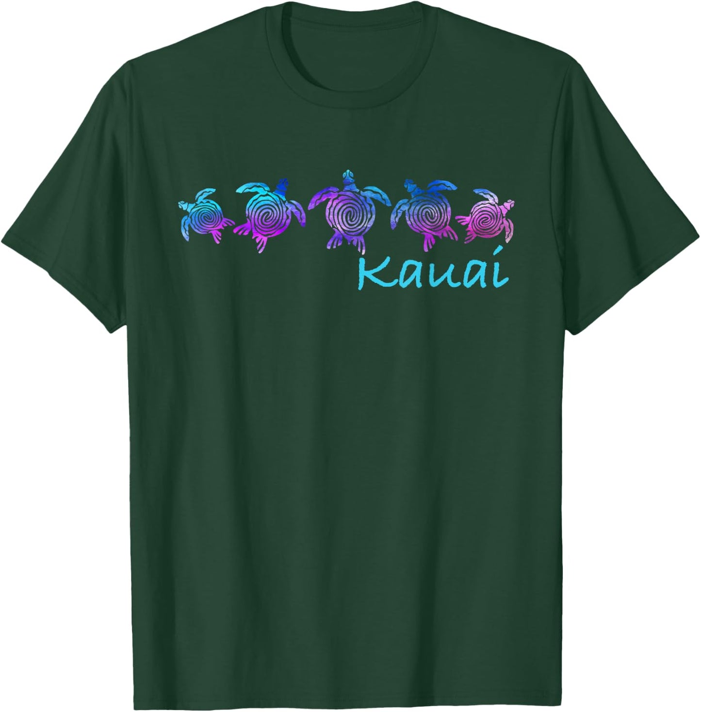 Kauai, Hawaii Beach Design/Tribal Turtle Gift T-Shirt - T-Shirt | Forest