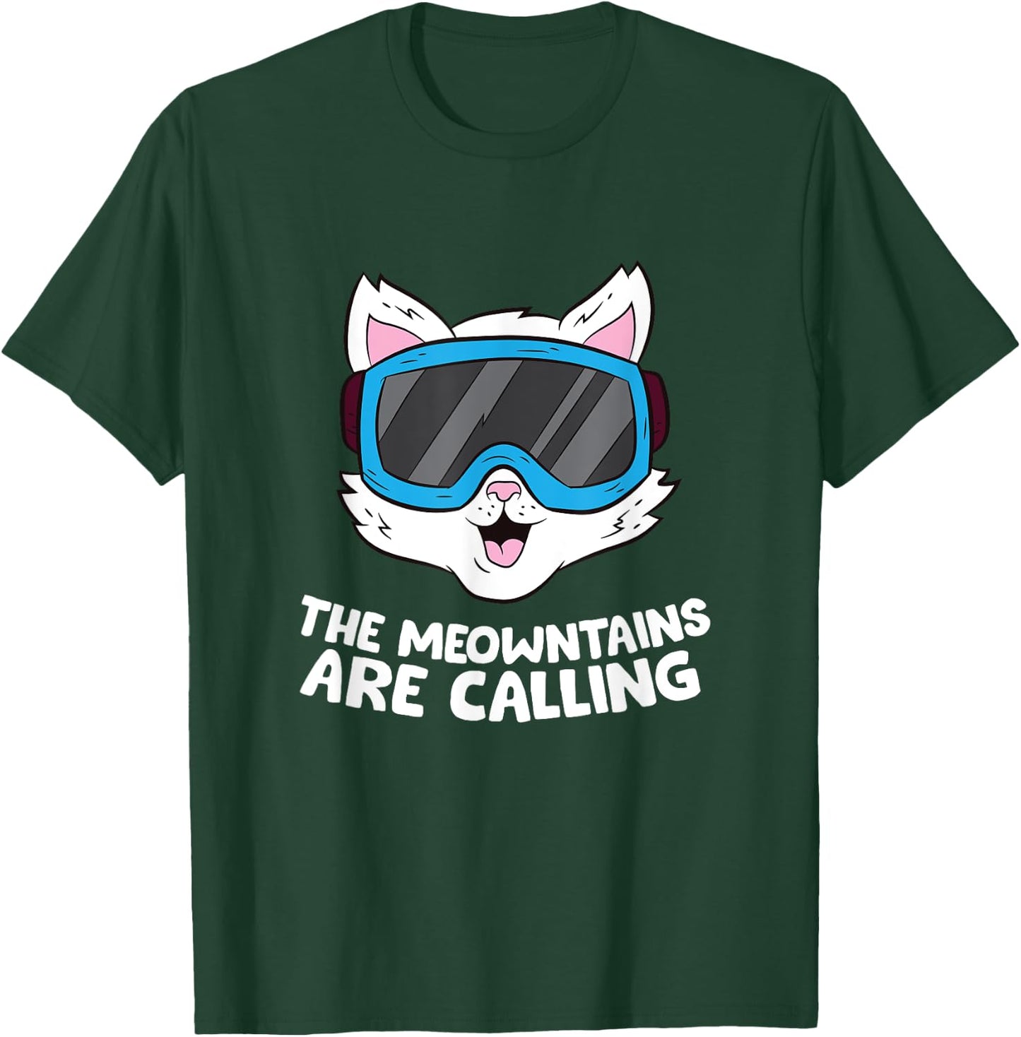 Funny Snowboard Ski Goggle For Snowboarding Cat Skiing Women Girls Kids T-Shirt - T-Shirt | Forest