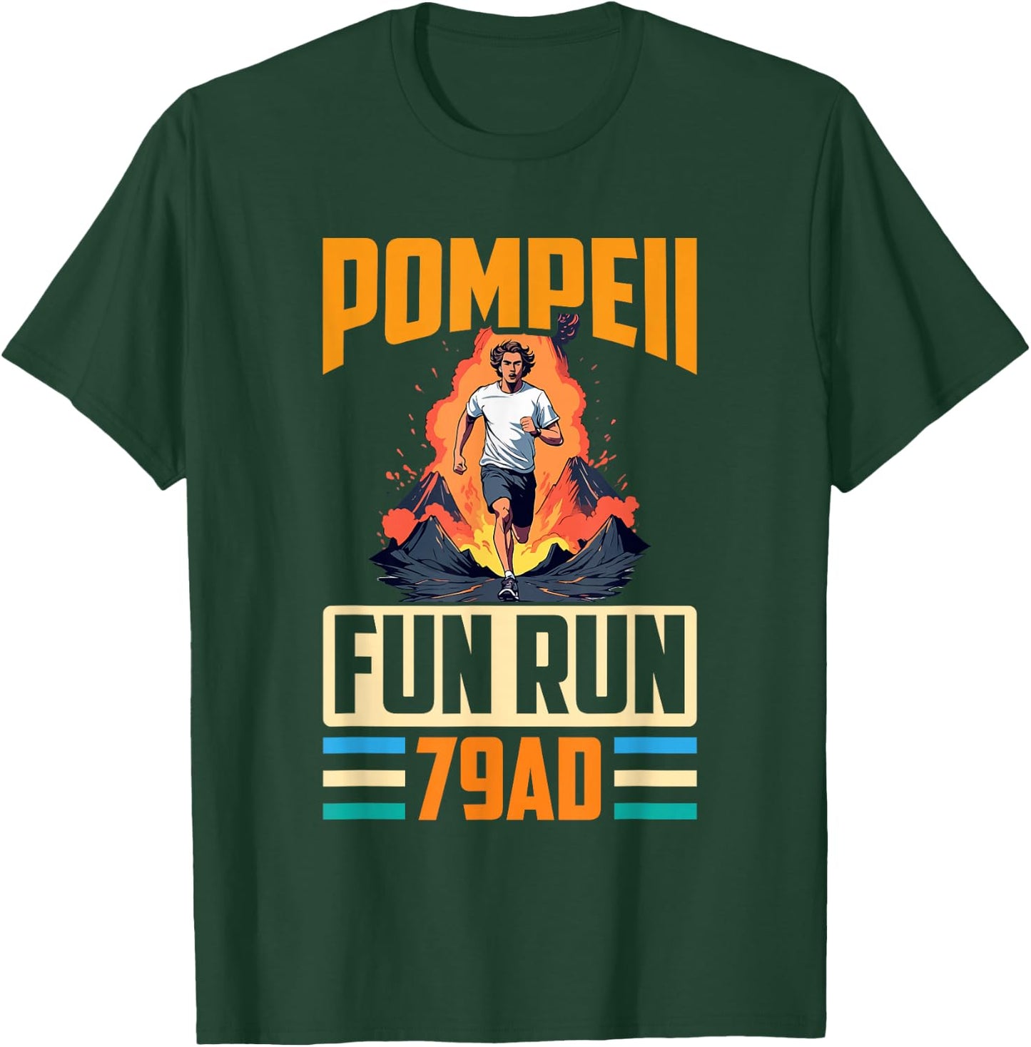 Funny Geologist Scientist Geology Lover Apparel Pompeii Fun Run Volcanology 79 AD Retro Vintage Runner T-Shirt - T-Shirt | Forest