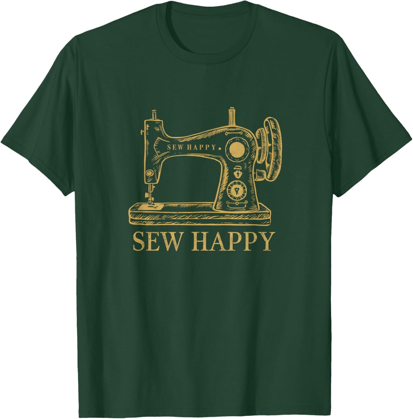 Vintage Sewing Machine Sew Happy Design Crafting Happiness T-Shirt - T-Shirt | Forest