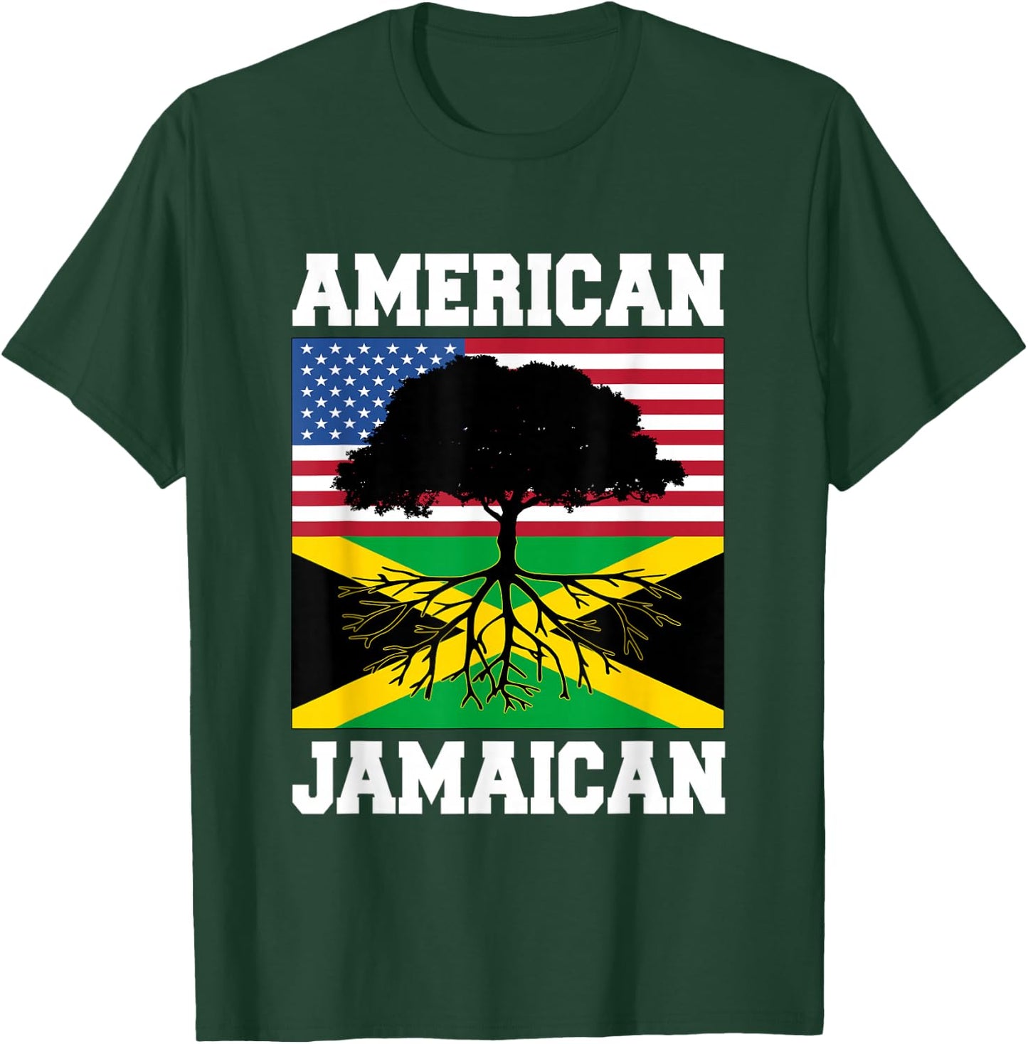 USA Jamaica Flag Jamaican Roots American Born America Small T-Shirt - T-Shirt | Forest