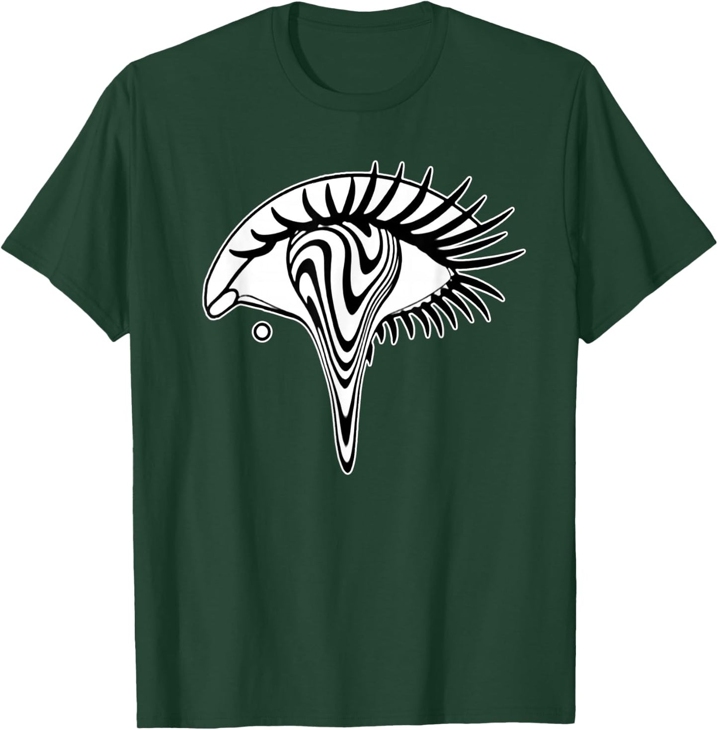 Trippy Eye Blackwork Minimal T-Shirt - T-Shirt | Forest
