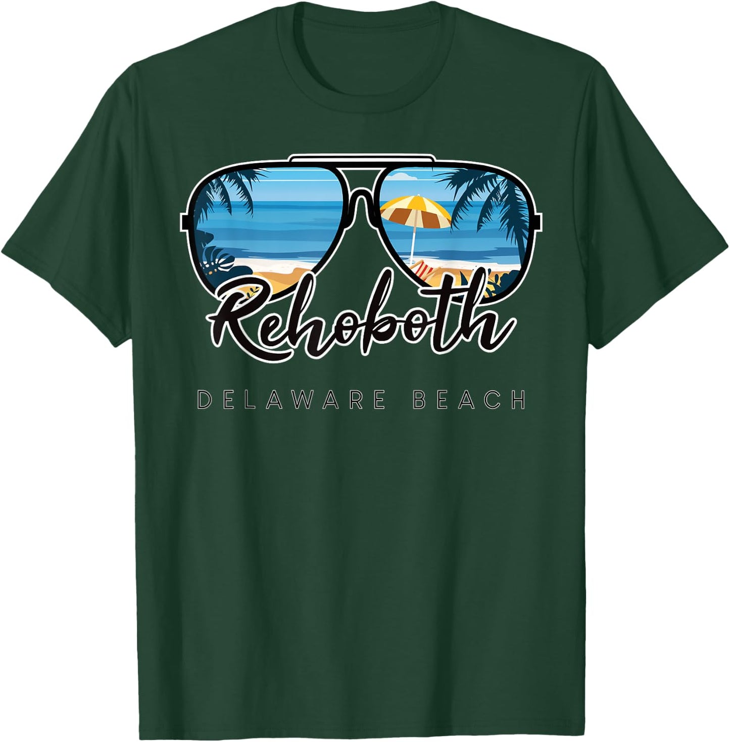 Rehoboth Beach Delaware Palm Tree Sunglasses Souvenir Men Women Kids T-Shirt - T-Shirt | Forest