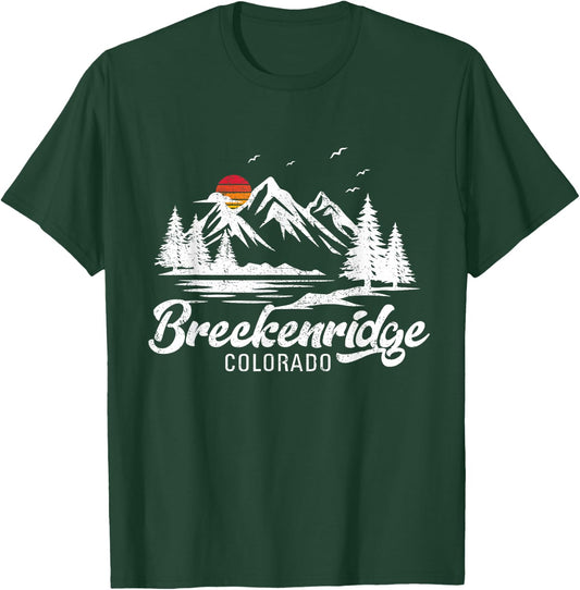 Breckenridge Colorado Vintage Mountain Landscape T-Shirt - T-Shirt | Forest