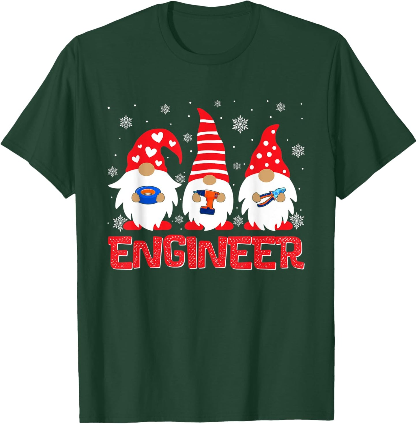 Engineer Gnome Matching Family Christmas Holiday Pajamas T-Shirt - T-Shirt | Forest
