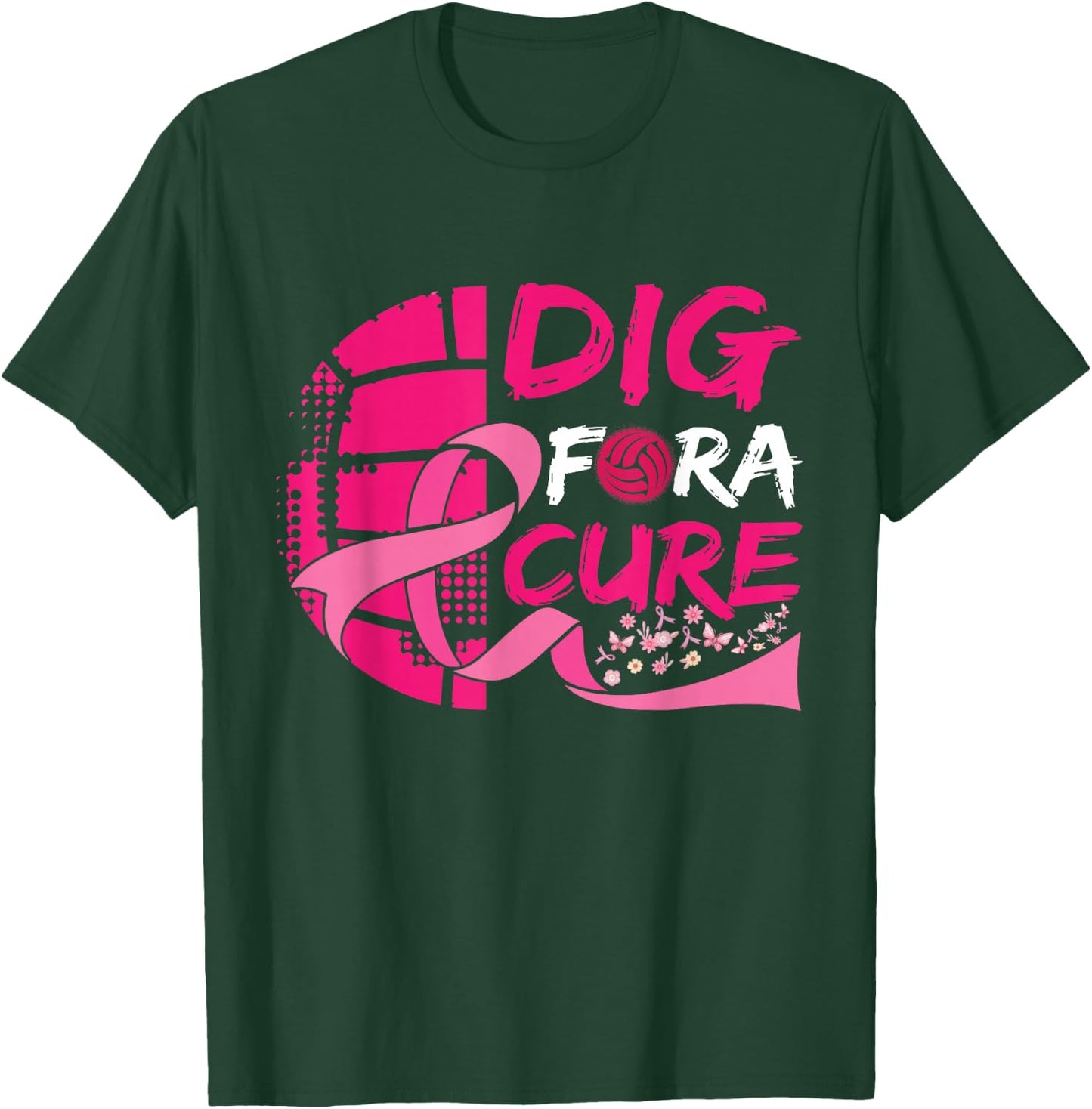 Dig For A Cure Breast Cancer Awareness Volleyball Pink T-Shirt - T-Shirt | Forest