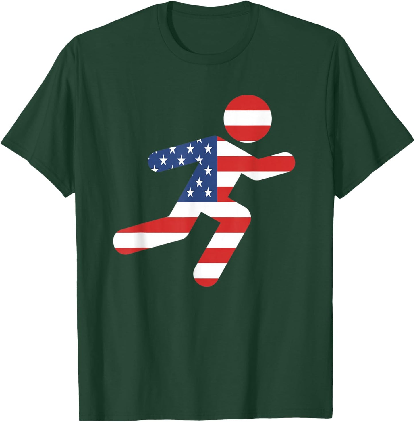 Red White and Blue Patriotic Runner Running Man - USA T-Shirt - T-Shirt | Forest