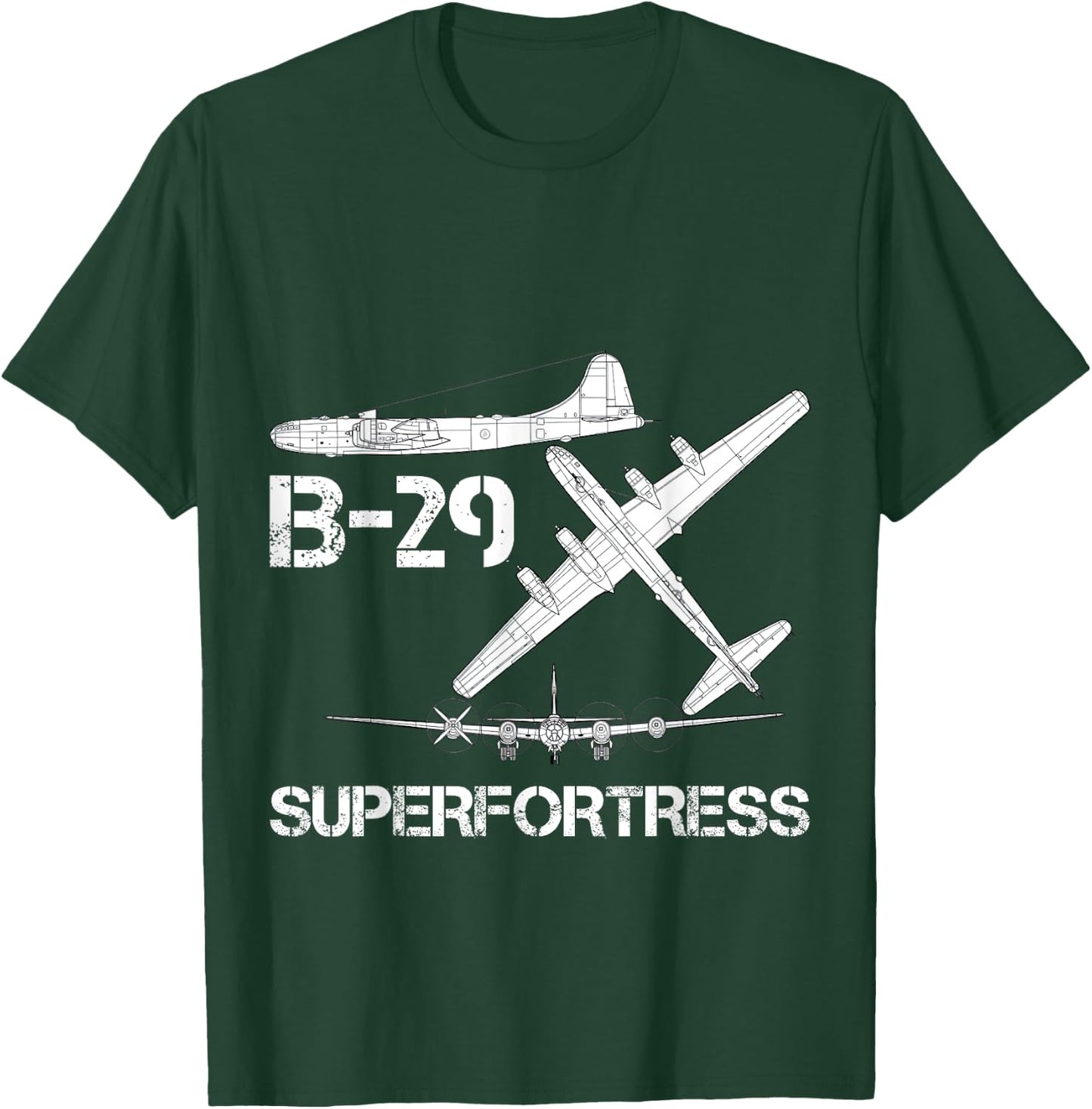 B-29 Superfortress WW2 Heavy Bomber Aircraft Blueprint T-Shirt - T-Shirt | Forest