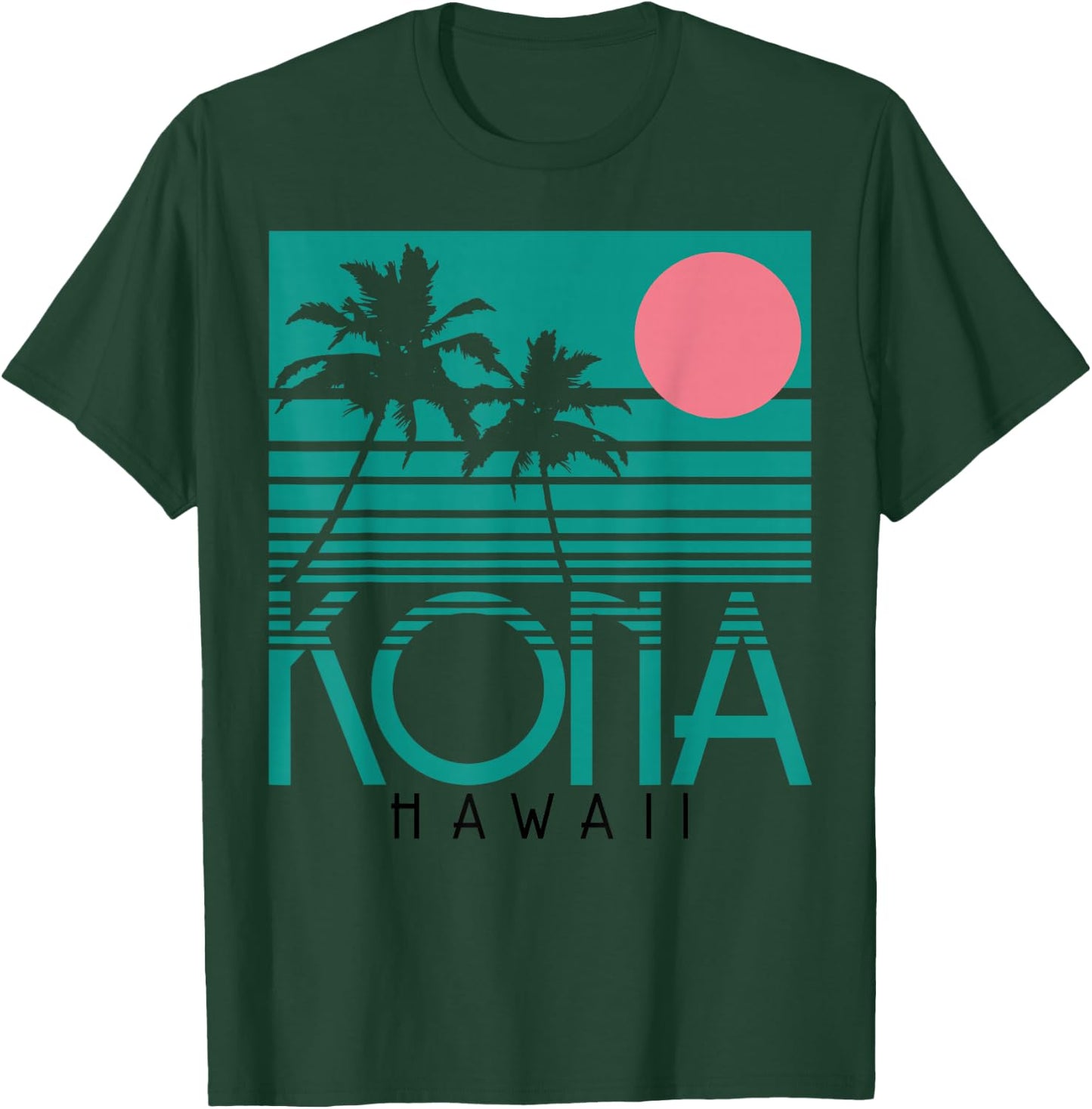 Kona Hawaii Palm Trees Surf Vintage Retro Hawaii Islands T-Shirt - T-Shirt | Forest