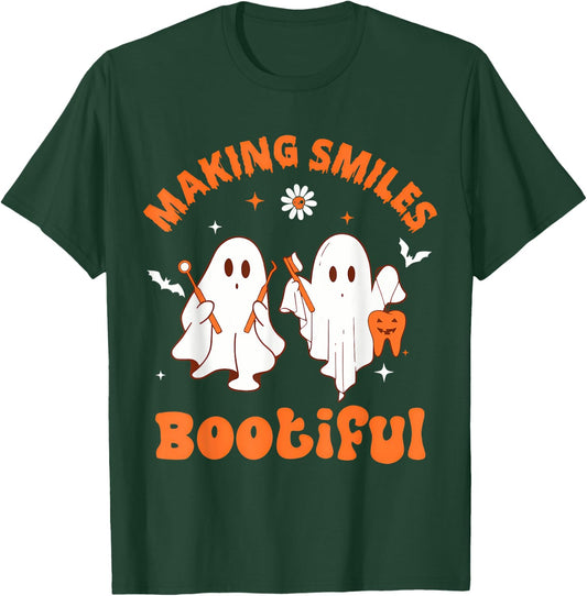 Making Smiles Bootiful Funny Ghost Dentist Halloween Dental T-Shirt - T-Shirt | Forest