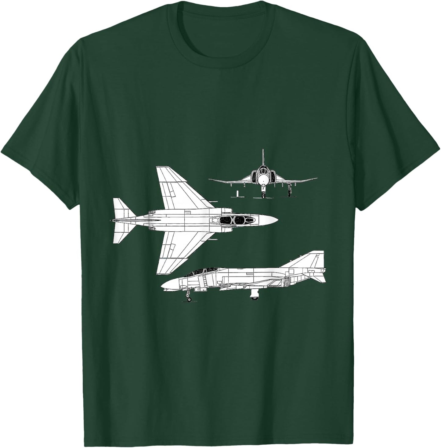 McDonnell Douglas F-4 Phantom II Blueprint Aircraft T-Shirt - T-Shirt | Forest