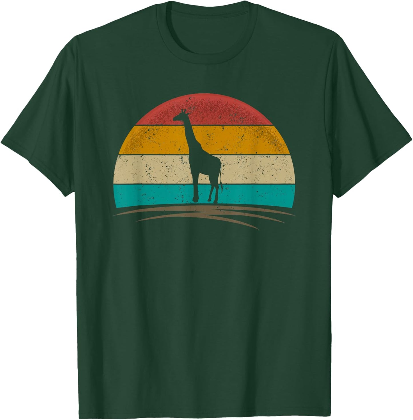 Vintage Giraffe Retro Distressed Giraffe Safari Men Women T-Shirt - T-Shirt | Forest
