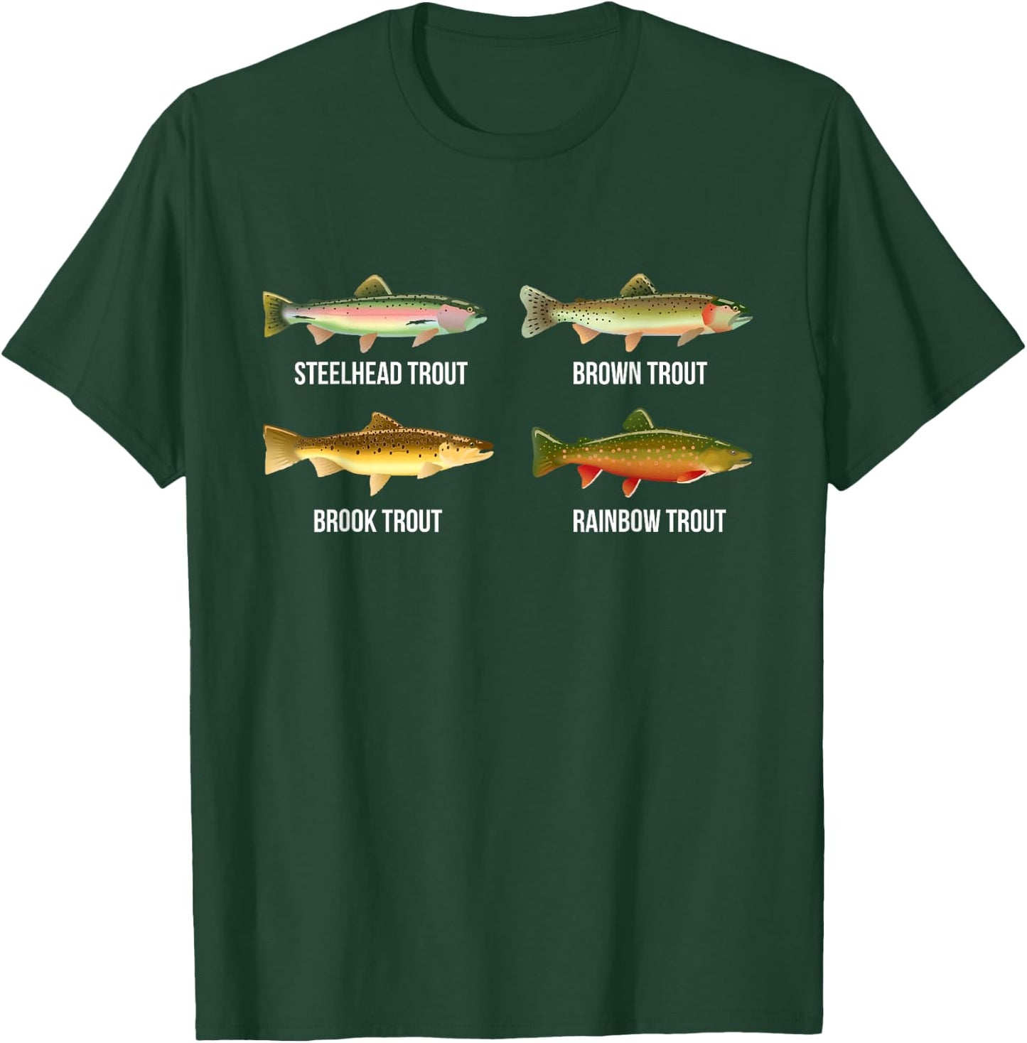 Types of Trout Fish Species Identification Chart Fisherman T-Shirt - T-Shirt | Forest