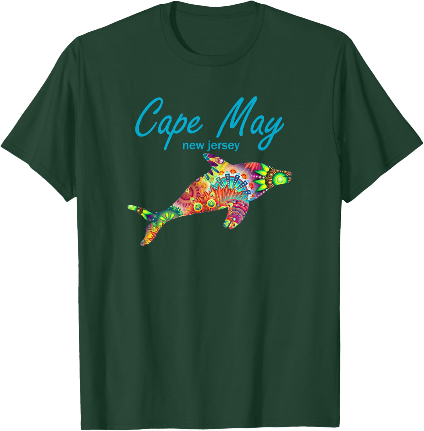 Cape May NJ Beach Dolphin Ocean New Jersey Beach Vacation T-Shirt - T-Shirt | Forest