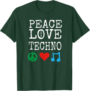Peace, Love and Techno Music Gear | Techno T-Shirt - T-Shirt | Forest