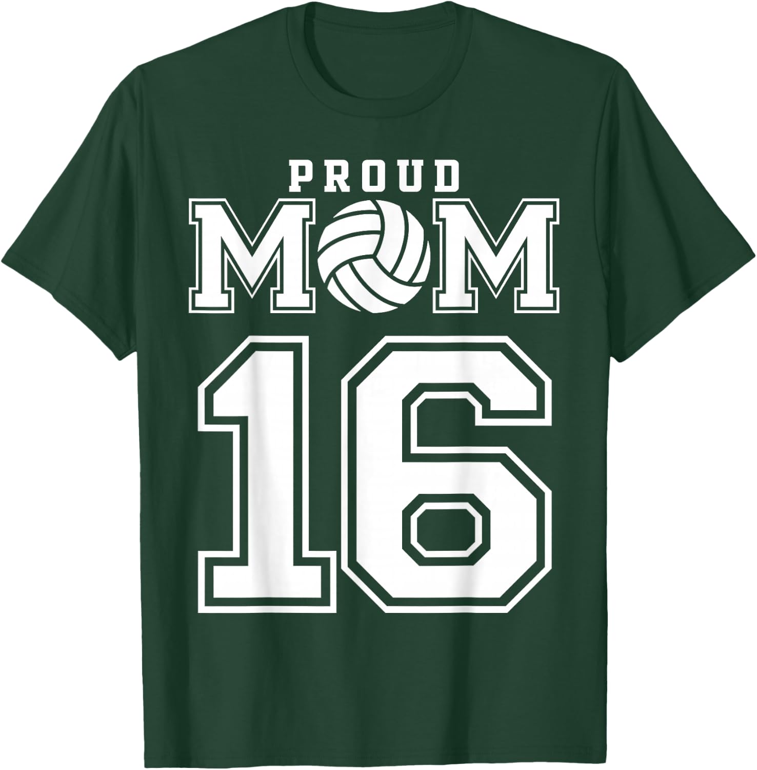 Custom Proud Volleyball Mom Number 16 Personalized Women T-Shirt - T-Shirt | Forest