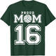 Custom Proud Volleyball Mom Number 16 Personalized Women T-Shirt - T-Shirt | Forest