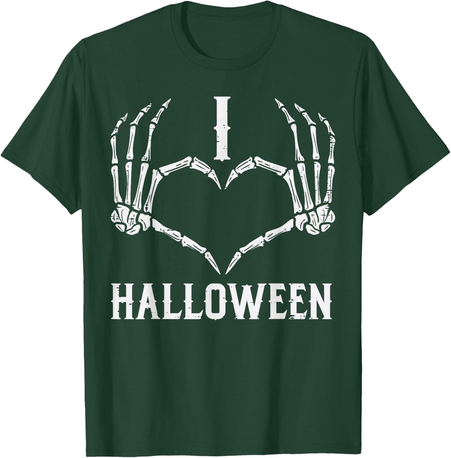 I Love Halloween Skeleton Hands Heart Cute Women Girls Kids T-Shirt - T-Shirt | Forest
