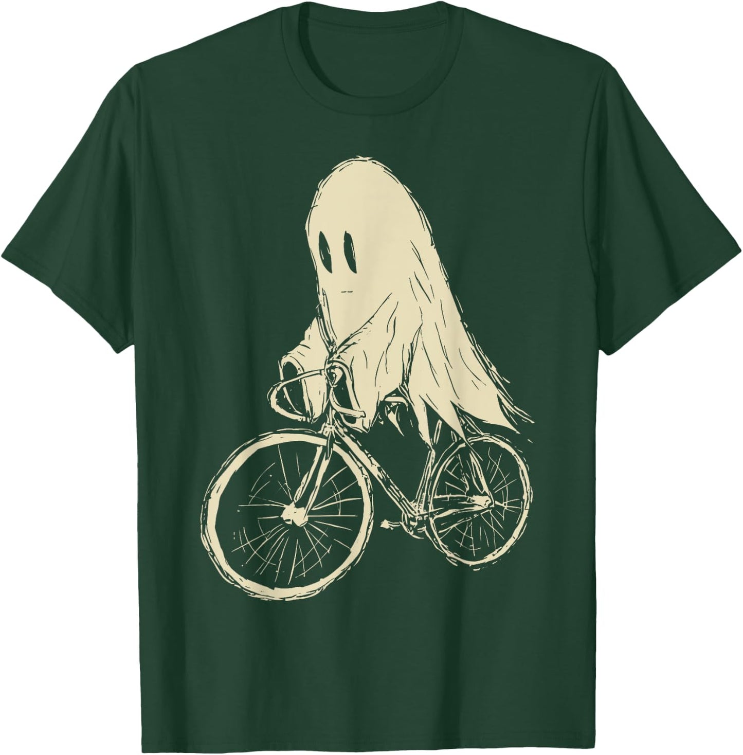Vintage Ghost Riding Bicycle Cycing Biking Halloween T-Shirt - T-Shirt | Forest