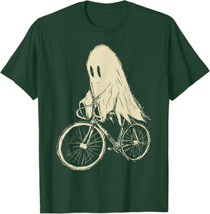 Vintage Ghost Riding Bicycle Cycing Biking Halloween T-Shirt - T-Shirt | Forest