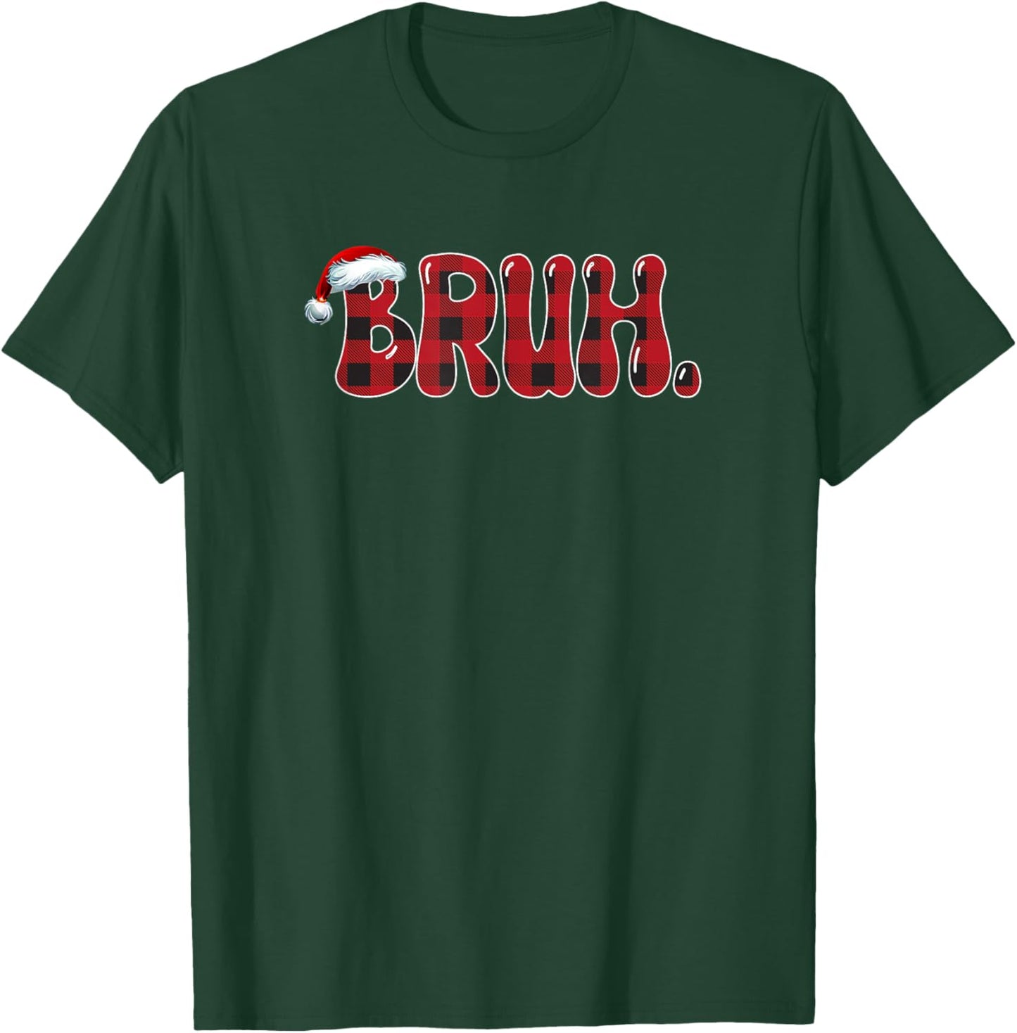 Bruh Funny Christmas Plaid Teens Boys Kids Xmas Pajamas T-Shirt - T-Shirt | Forest