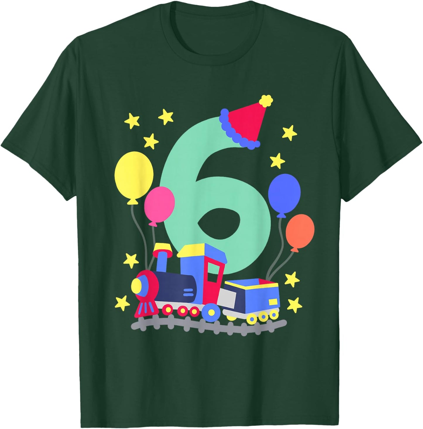 6th Birthday Train Lovers I'm 6 Boys Kids Six Years Old T-Shirt - T-Shirt | Forest