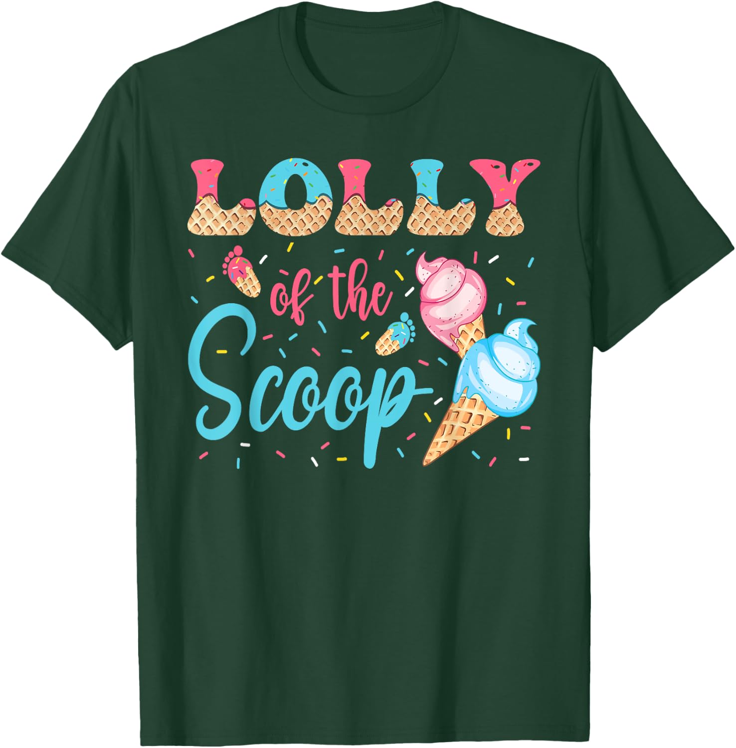 Lolly Of The Scoop Ice Cream Gender Reveal Baby Shower T-Shirt - T-Shirt | Forest