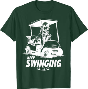 Swinging Golf Cart Dog Golden Retriever Golfer Dog Owner T-Shirt - T-Shirt | Forest