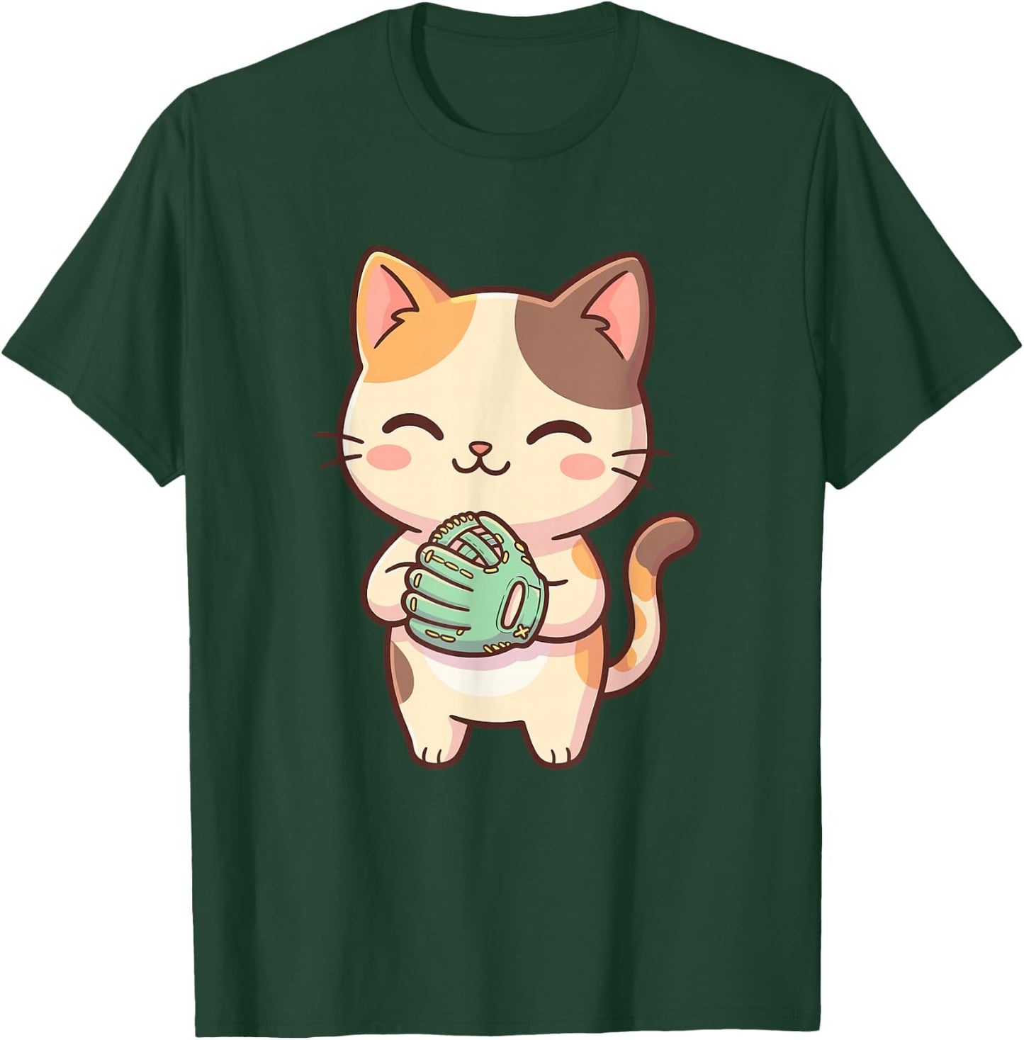 Cute Kawaii Cat Softball T-Shirt - T-Shirt | Forest