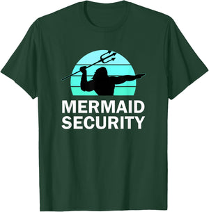 Mermaid Security Boys Swimmer Dad Merdad Trident T-Shirt - T-Shirt | Forest